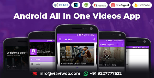 Aplikacja Android All In One Videos (DailyMotion, Vimeo, Youtube, Filmy na serwerze, AdMob z RODO)