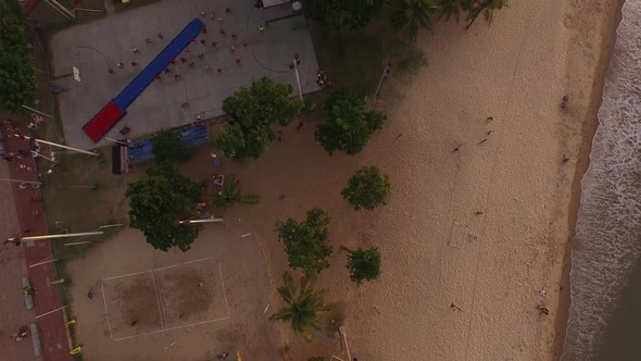 Up view of Fortaleza city beach Beira Mar in the sunset.