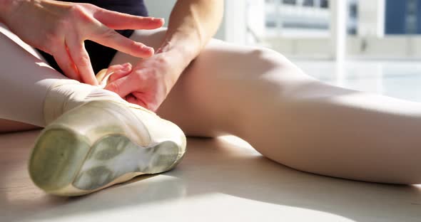 Ballerina wearing ballet shoes