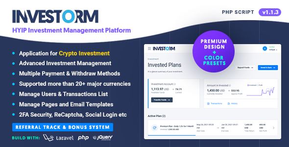 Investorm - Advanced HYIP Investment Management Platform