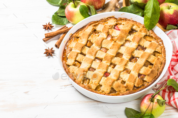 Apple pie with ingredients for cooking top view / Photodune, Misc