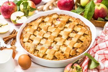 Apple pie with ingredients for cooking top view / Photodune, Misc