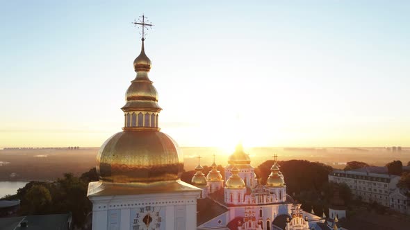 Kyiv, Ukraine: St. Michael's Golden-Domed Monastery in the Morning, Slow Motion