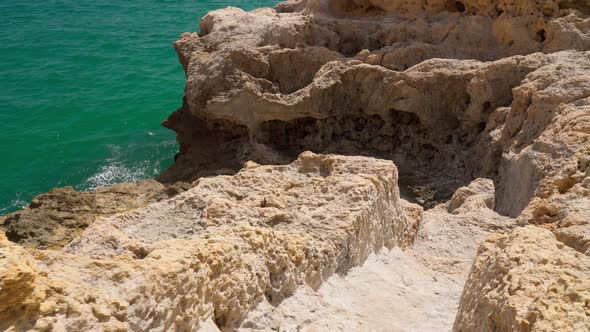 Walk Along Mountain Stone Paths and Tunnels Along the Portuguese Coast the Algarve Zone Carvoeiro