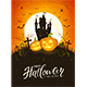 Halloween Theme with Pumpkins and Castle on Orange Background - GraphicRiver Item for Sale