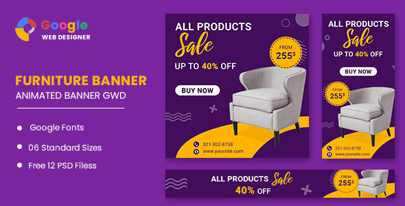 Furniture Google Adwords HTML5 Banner Ads GWD