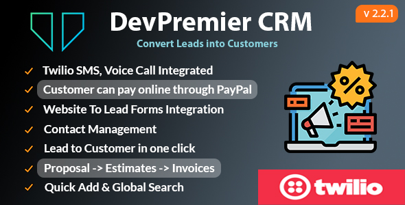 DevPremier CRM (Customers, Sales, Reports, Project, Inventory, Employee Management)