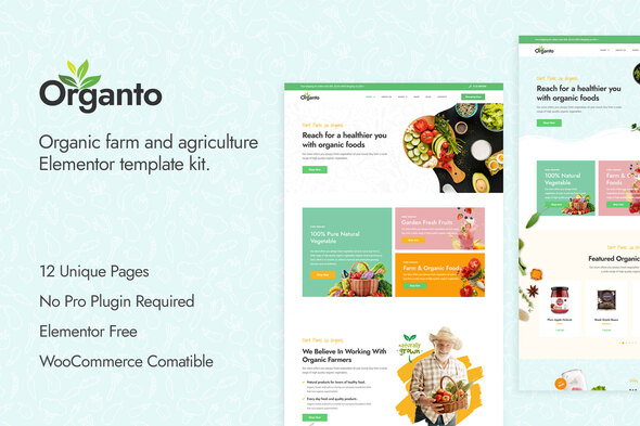 Organto - Organic Food Elementor Template Kit