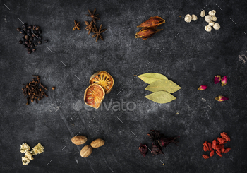 Variety of spice on grunge background / Photodune, Misc
