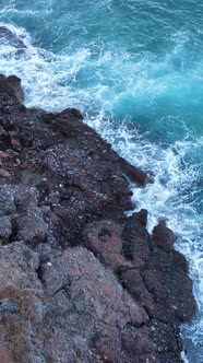 Vertical Video of Sea Water Near the Seashore Slow Motion