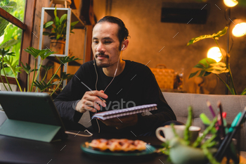 young man people meeting online via video conference cyberspace technology / Photodune, Misc
