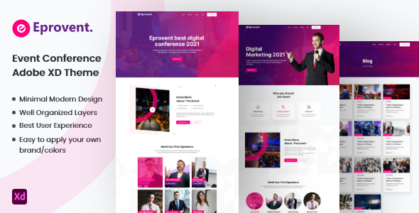 Eprovent - Creative Event Conference Adobe XD Template