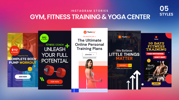 Gym, Fitness Training & Yoga Center Instagram Stories