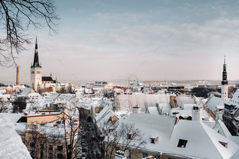 Winter View of the old town of Tallinn.Snow-covered city near the Baltic sea. Estonia / Photodune, Misc