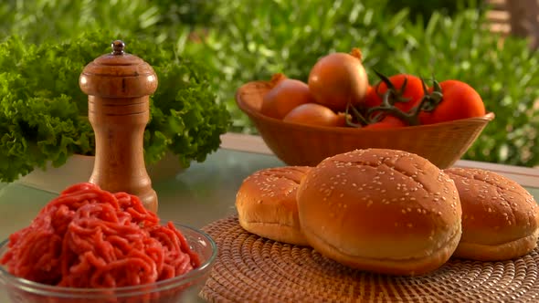 Hamburger Bun Falls on the Table