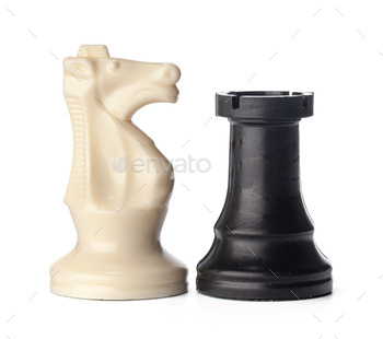 Black and white chess pieces on white background / Photodune, Misc
