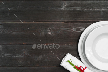 Elegant table setting with festive decor on wooden background / Photodune, Misc