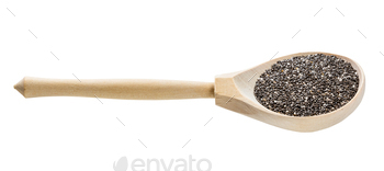 wooden spoon with raw chia seeds isolated / Photodune, Misc