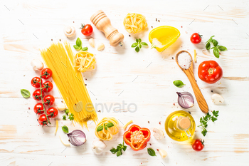Italian food background at white bkitchen table / Photodune, Misc