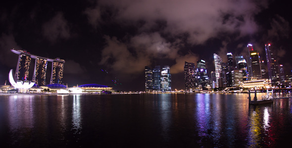 Clouds Over Singapore Skyline Timelapse Fisheye alt