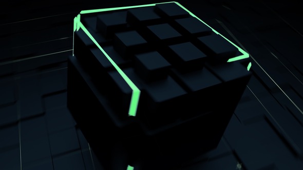 Tech Neon Cube Logo