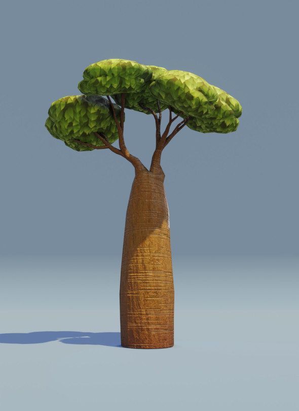 Cartoon Baobab Tree 3D Model