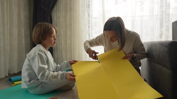 Mother and Son Make Ukrainian Flag