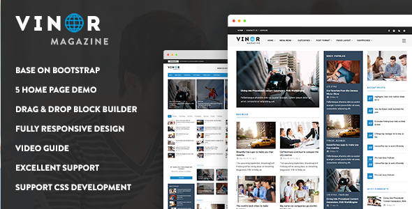 Vinor - Responsive Magazine News Temat Drupal 8.7