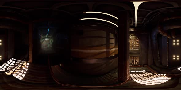 A Long Corridor with Many Open Doors of a Lost Place alt