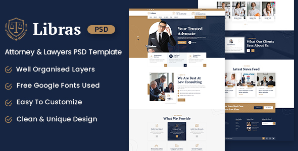 Libras - Attorney & Lawyers PSD Template