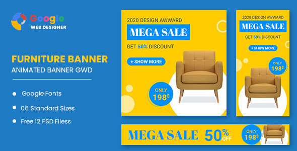 Furniture Google Adwords HTML5 Banner Ads GWD