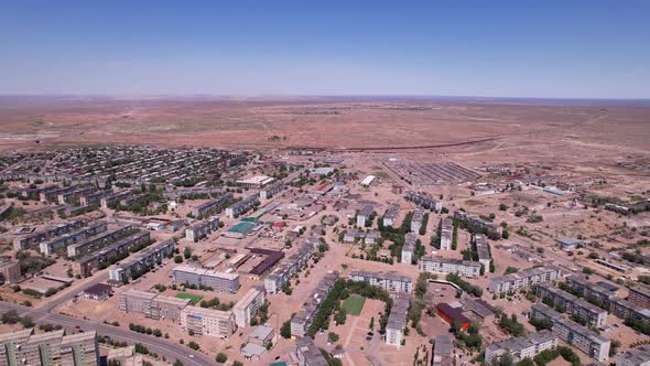 Drone View of the Small Town of Balkhash