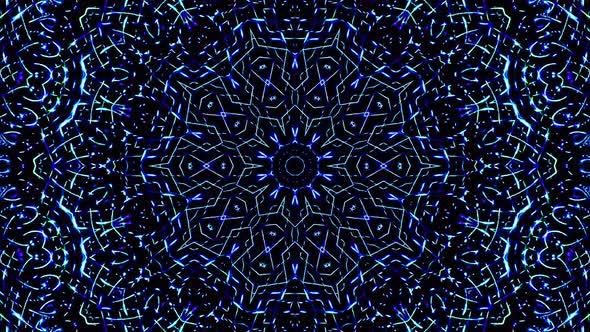 Bright abstract light flickering streaks set blue color, kaleidoscope alt