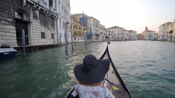 Young Woman in Gondola in Venice