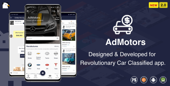 AdMotors For Car Classified BuySell Android App with Chat ( 2.0 )