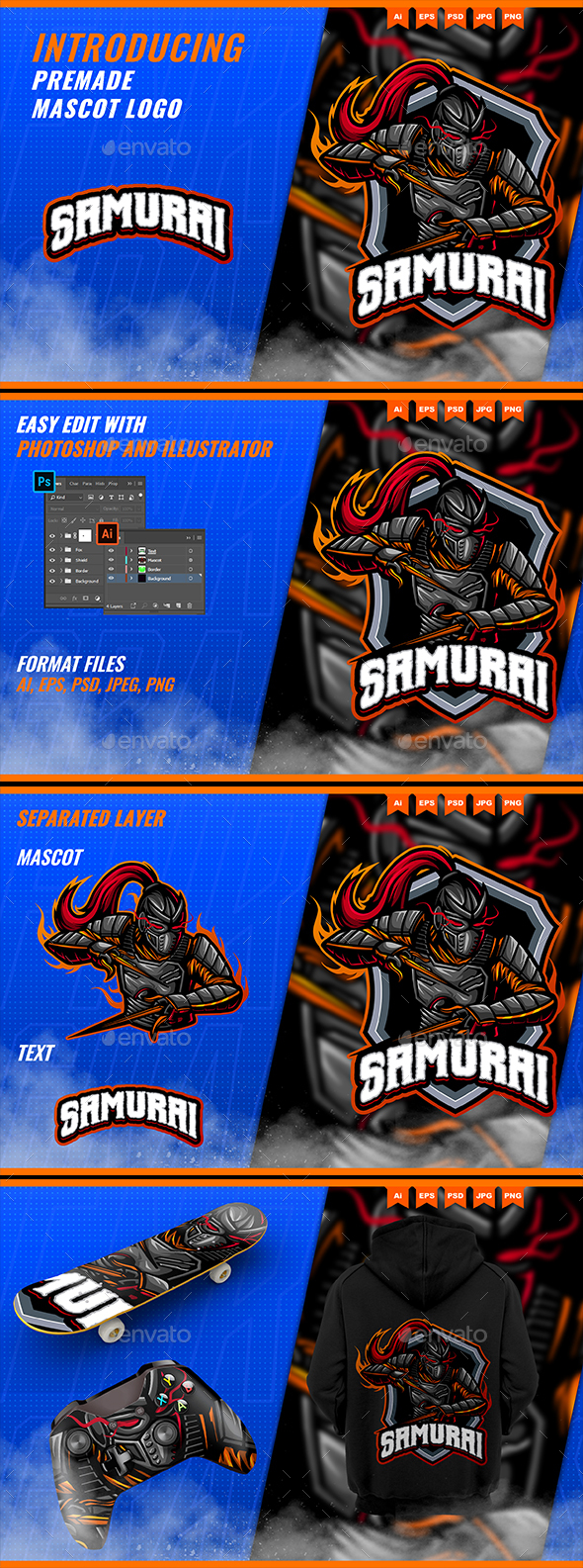 Samurai Warrior - Mascot Esport Logo Template