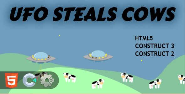 UFO Steals Cows HTML5 Construct 2/3