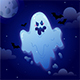 HandDrawn Flat Blue Halloween Ghost - GraphicRiver Item for Sale