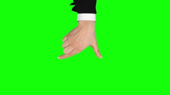 Woman Hand in Black Jacket and White Shirt Is Performing Press and Drag at Tablet Screen Gesture