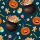 Vector Seamless Pattern with Scary Halloween Sweet - GraphicRiver Item for Sale