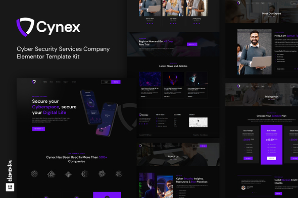 Cynex - Cyber Security Services Company Elementor Template Kit