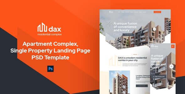 DAX - Apartment Complex Landing Page PSD Template