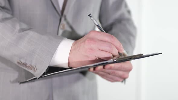 Businessman Manager checking documents reports documents.