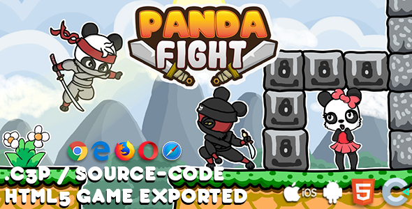Panda Fight HTML5 Game - With Construct 3 File (.c3p)