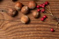Nuts on solid wood table - PhotoDune Item for Sale