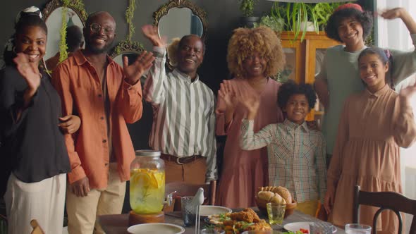 Portrait of Happy African American Family at Home Dinner Party