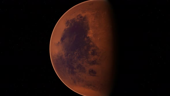 Red Planet Mars in the Starry Sky