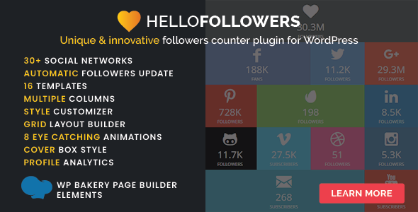 Hello followers - social counter plugin for wordpress
