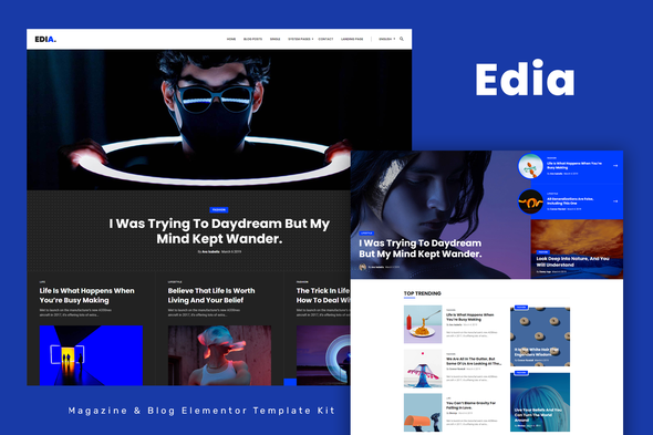 Edia - Blog & Magazine Elementor  Template Kit