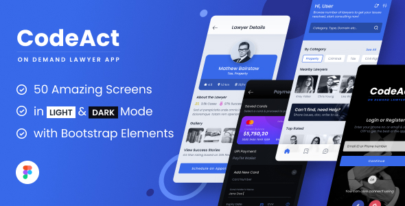 CodeAct | Legal & Lawyer Services Mobile App Figma UI Template